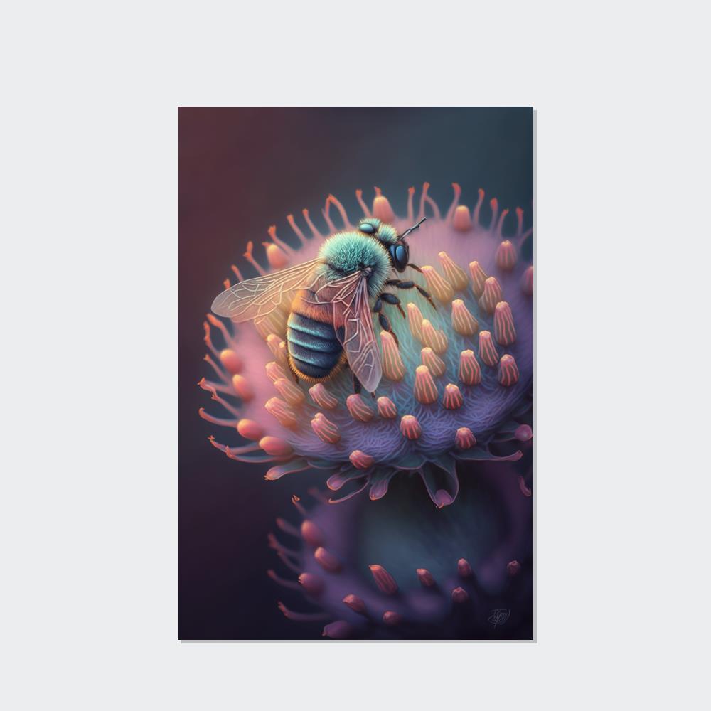 Bees A Busy Bee's Day: Canvas & Poster Wall Art of a Bee Collecting Nectar from Sunrise to Sunset
