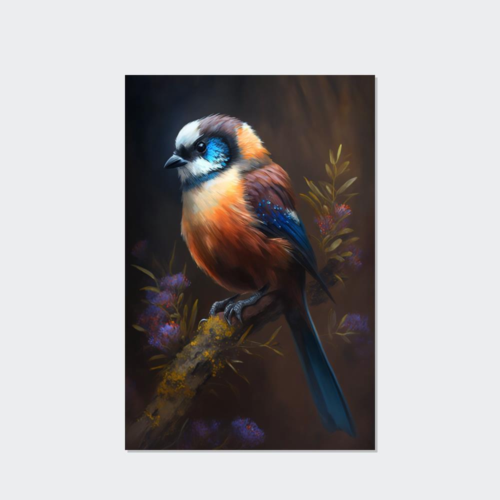 Birds The Playful Bird: Canvas & Poster Wall Art of Bird Frolicking in a Field