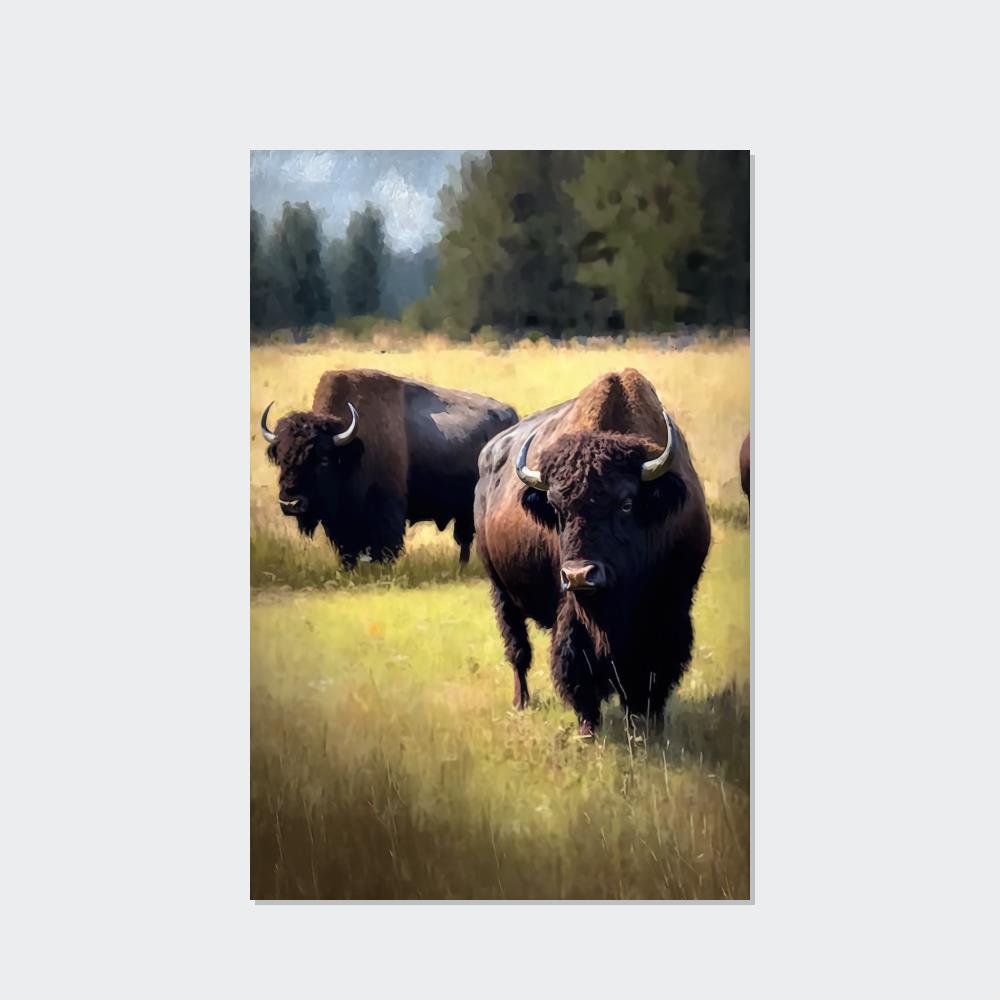 undefined The Bison's Journey: A Print on Canvas & Poster of a Bisons Trekking Across the Plains
