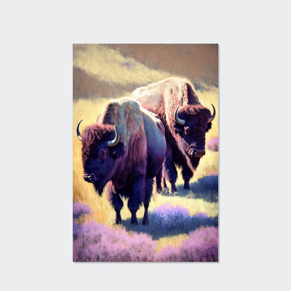 Bisons The Bison's Strength: Canvas & Poster Wall Art of a Bisons Displaying Its Might