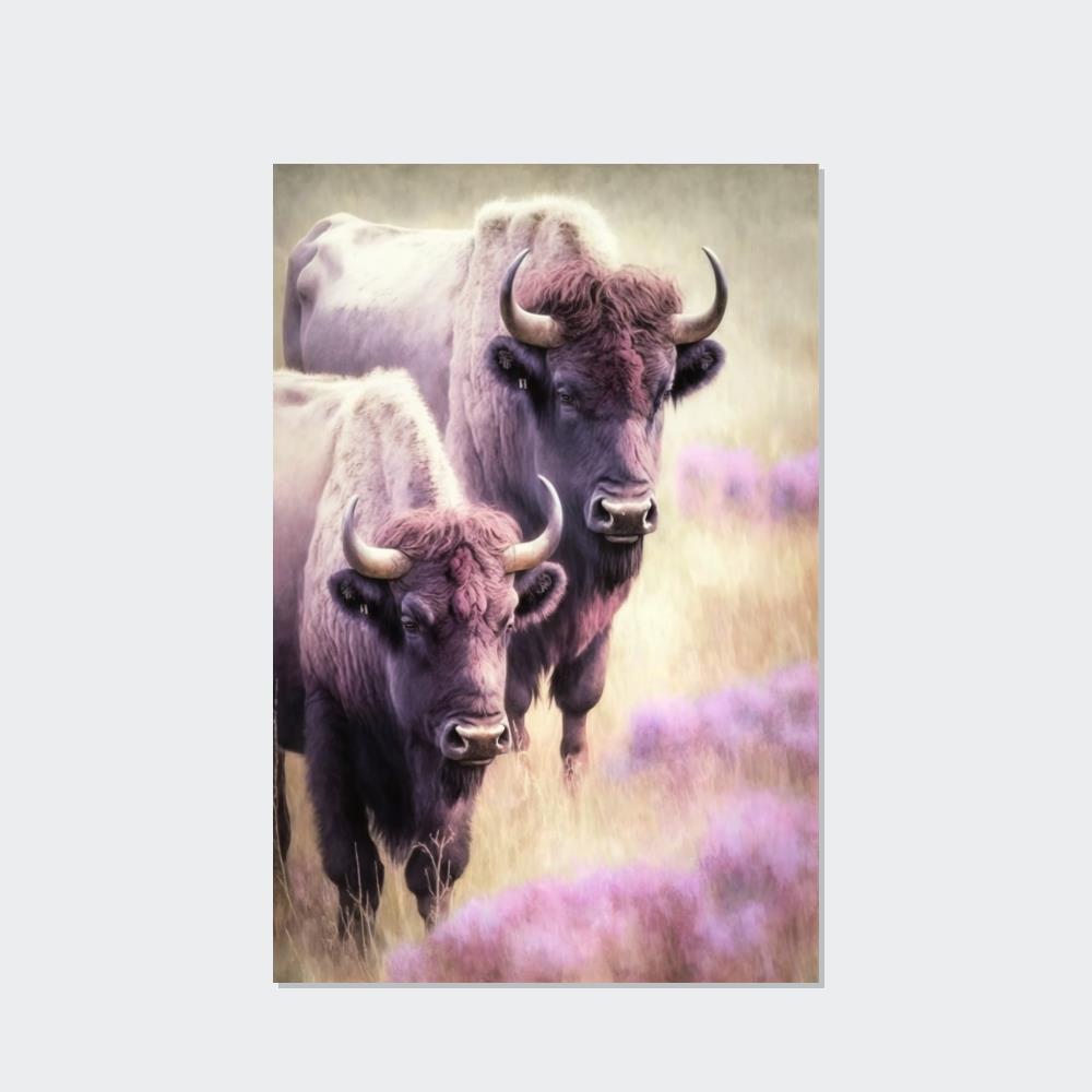 Bisons The Bison's Power: A Natural Canvas & Poster Painting of a Bisons at Its Prime