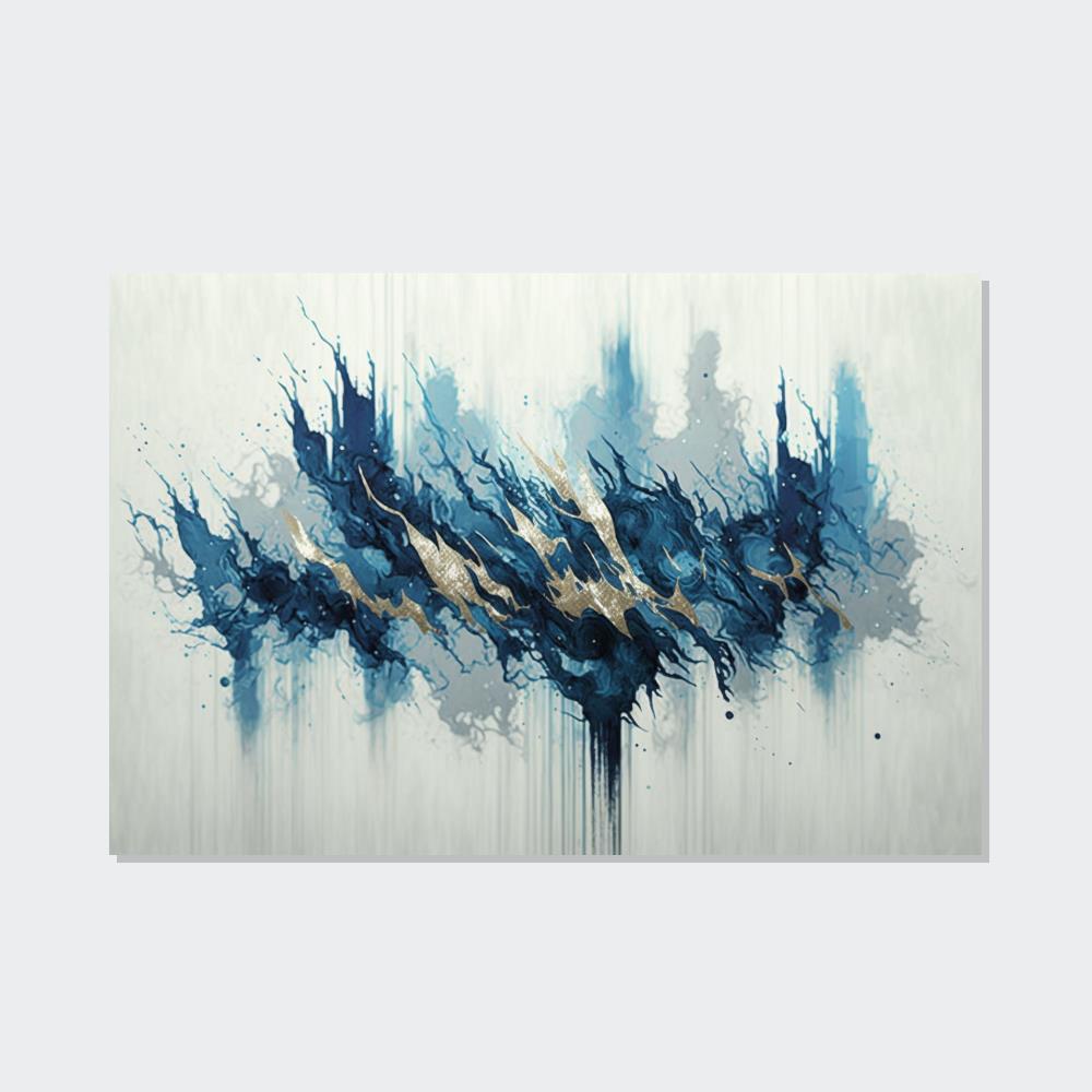 Blue Abstract Canvas Art Oceanic Depths: A Framed Canvas & Poster Print of Blue Abstract Art