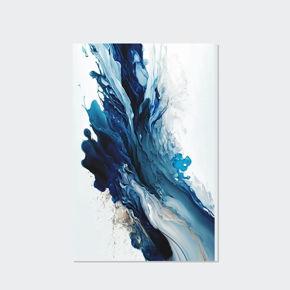 Blue Abstract Canvas Art Blue Harmony: A Framed Poster & Canvas Print of a Blue and White Abstract Artwork