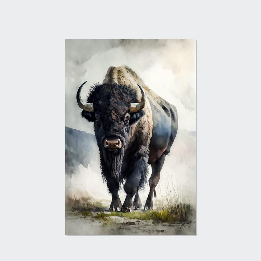 undefined A Serene Buffalo Portrait on Natural Canvas & Poster for Your Home