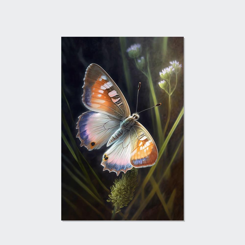 Butterflys Butterfly's Solitude: Framed Poster & Canvas Print of One Insect in Tranquility
