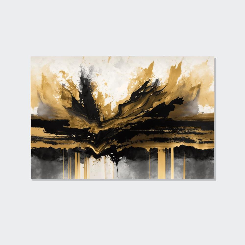 Gold Abstract Art Gold Rush: Wall Art of a Bold and Shimmering Abstract Painting on Canvas