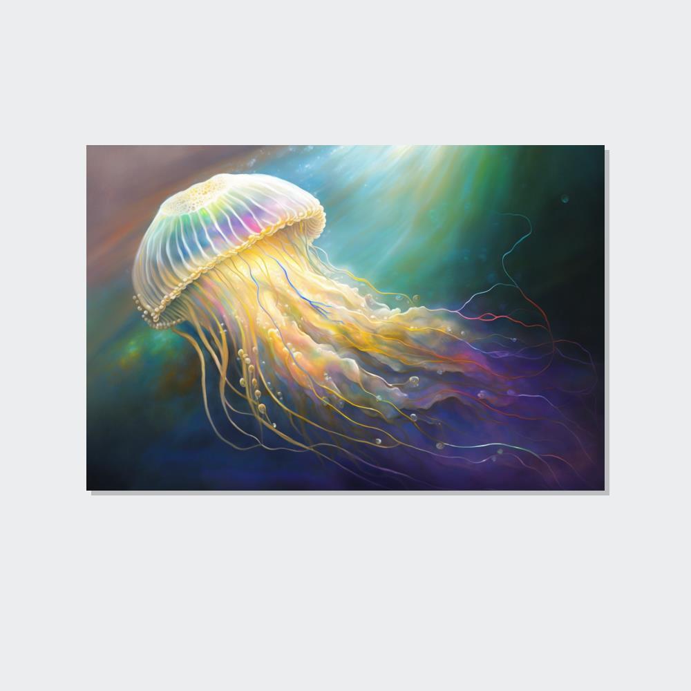 Jellyfishs The Elegance of Jellyfishes: Artistic Print on Canvas for Marine-Themed Spaces