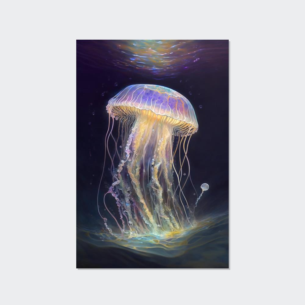 Jellyfishs Mesmerizing Ocean Life: Artistic Print on Canvas Featuring Jellyfishes