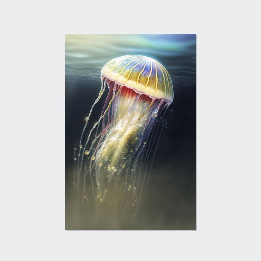 Jellyfishs Marine Artistry: Artistic Print on Canvas Featuring Jellyfishes in Motion