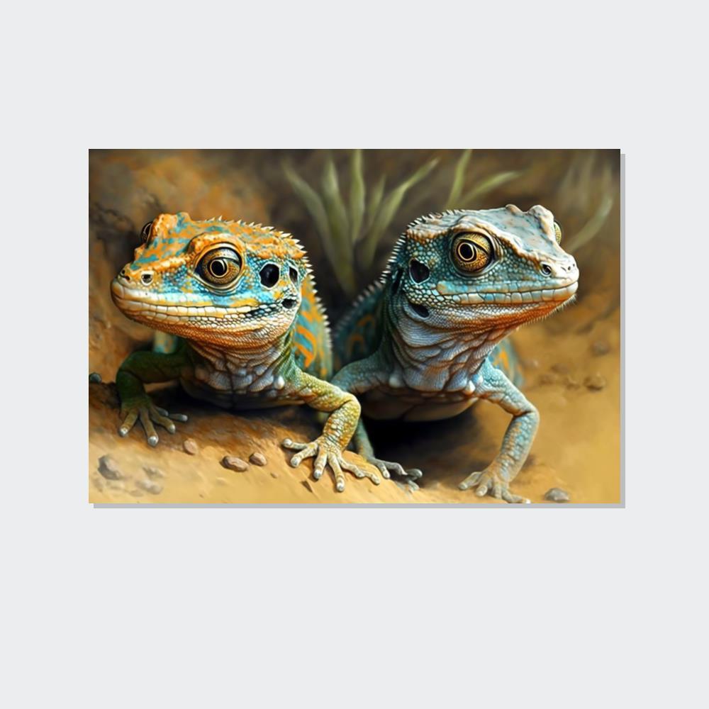 undefined Lizard Kingdom: Canvas Print of Lizards in their Natural Habitat