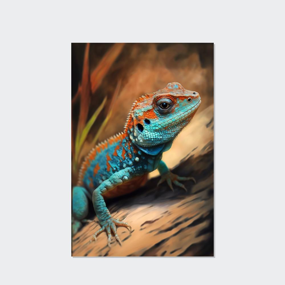 Lizards The Lizard King: Artistic Poster Featuring Regal Reptiles