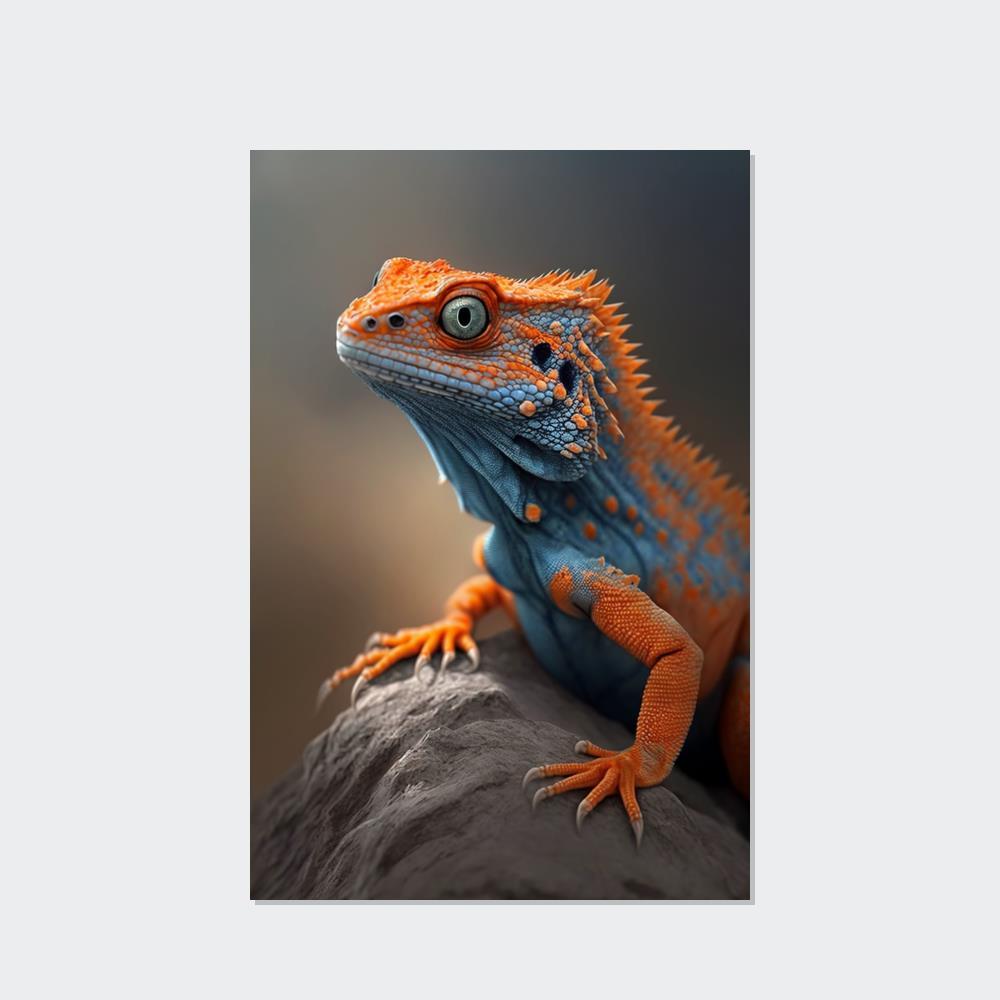 undefined Bold and Bright: Vibrant Lizard Print on Natural Canvas & Poster