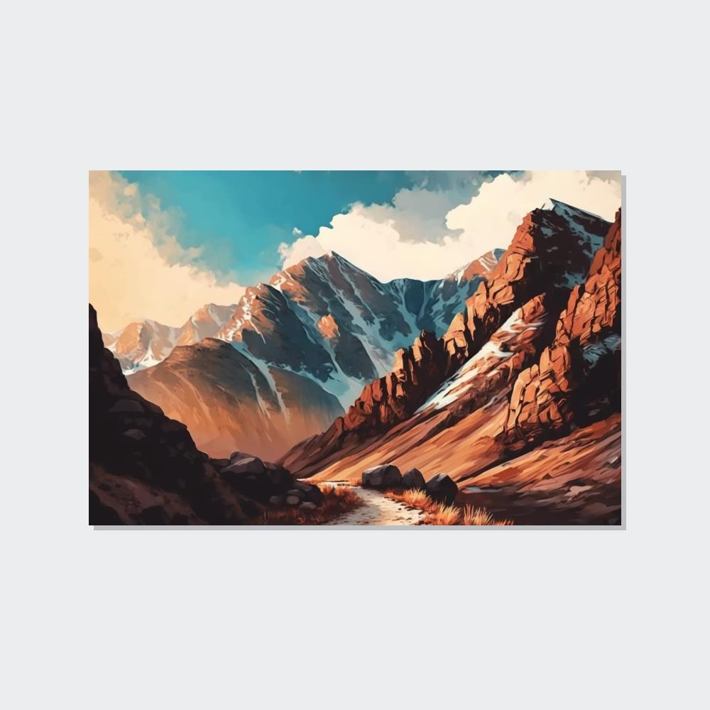 Mountains Ascending to New Heights: A Mountainous Landscape on Canvas