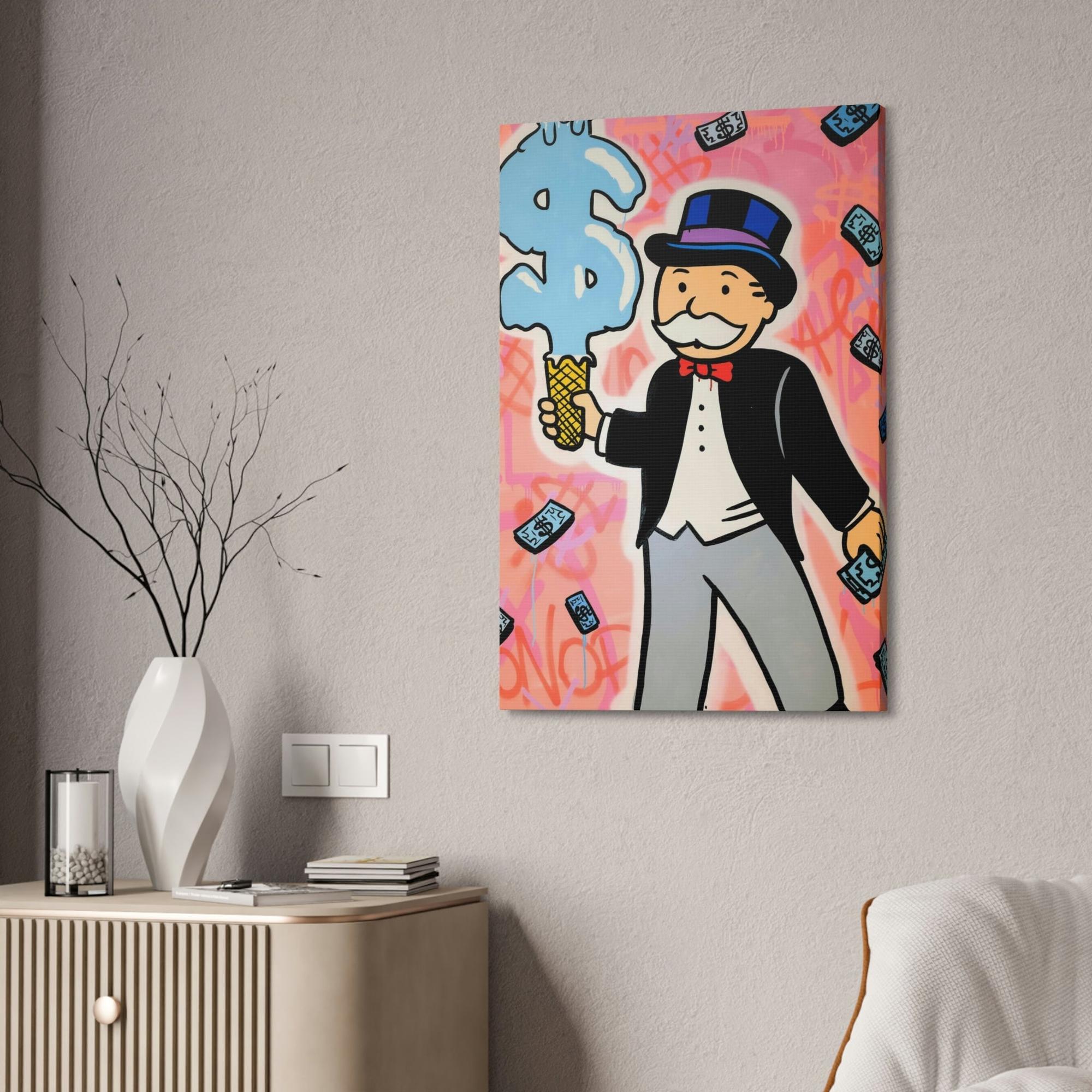 Monopoly & Motivation Money and Art Collide: Framed Canvas and Poster Print of Alec Monopoly's Iconic Work