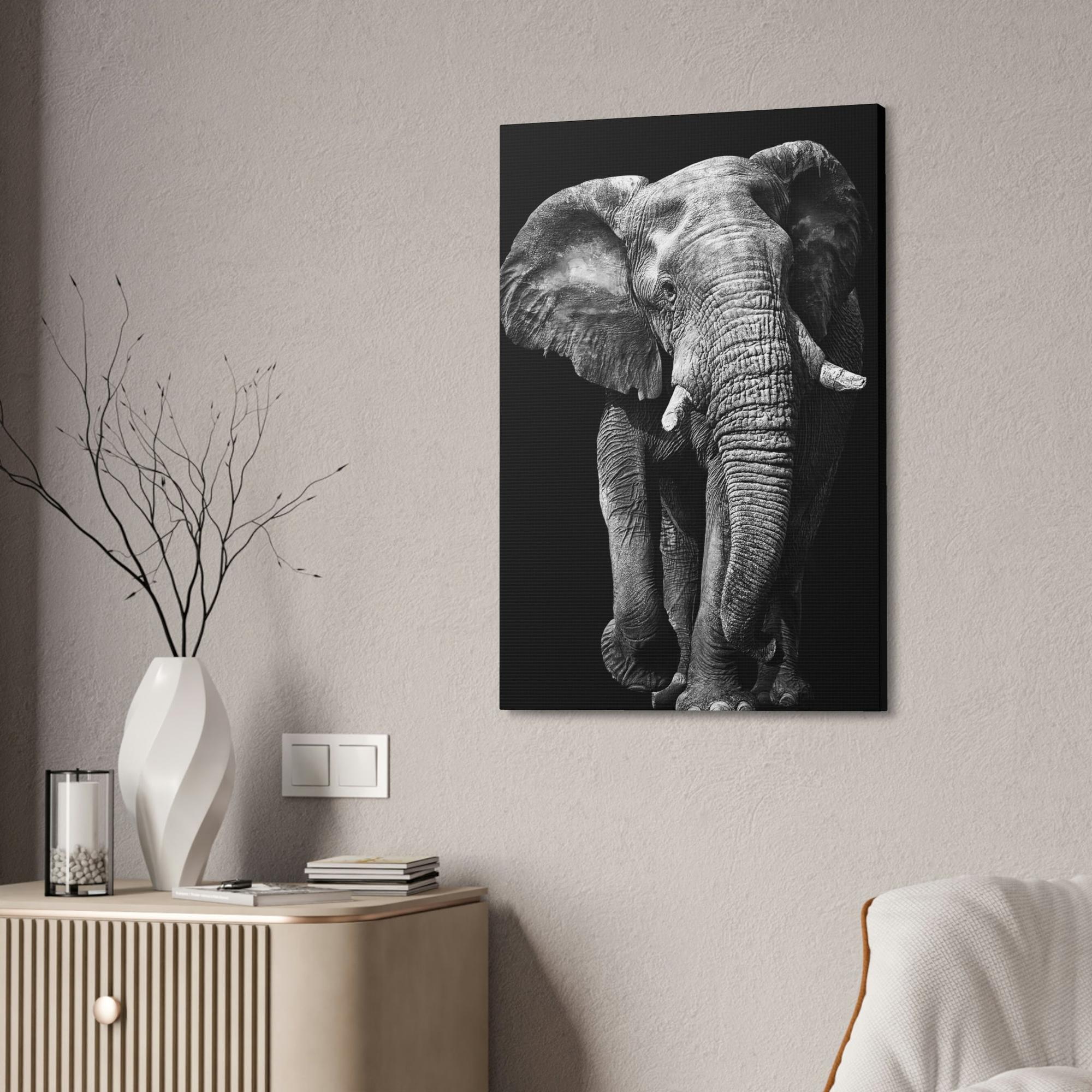 Elephant Wild and Free: A Stunning Elephant Print on Natural Canvas