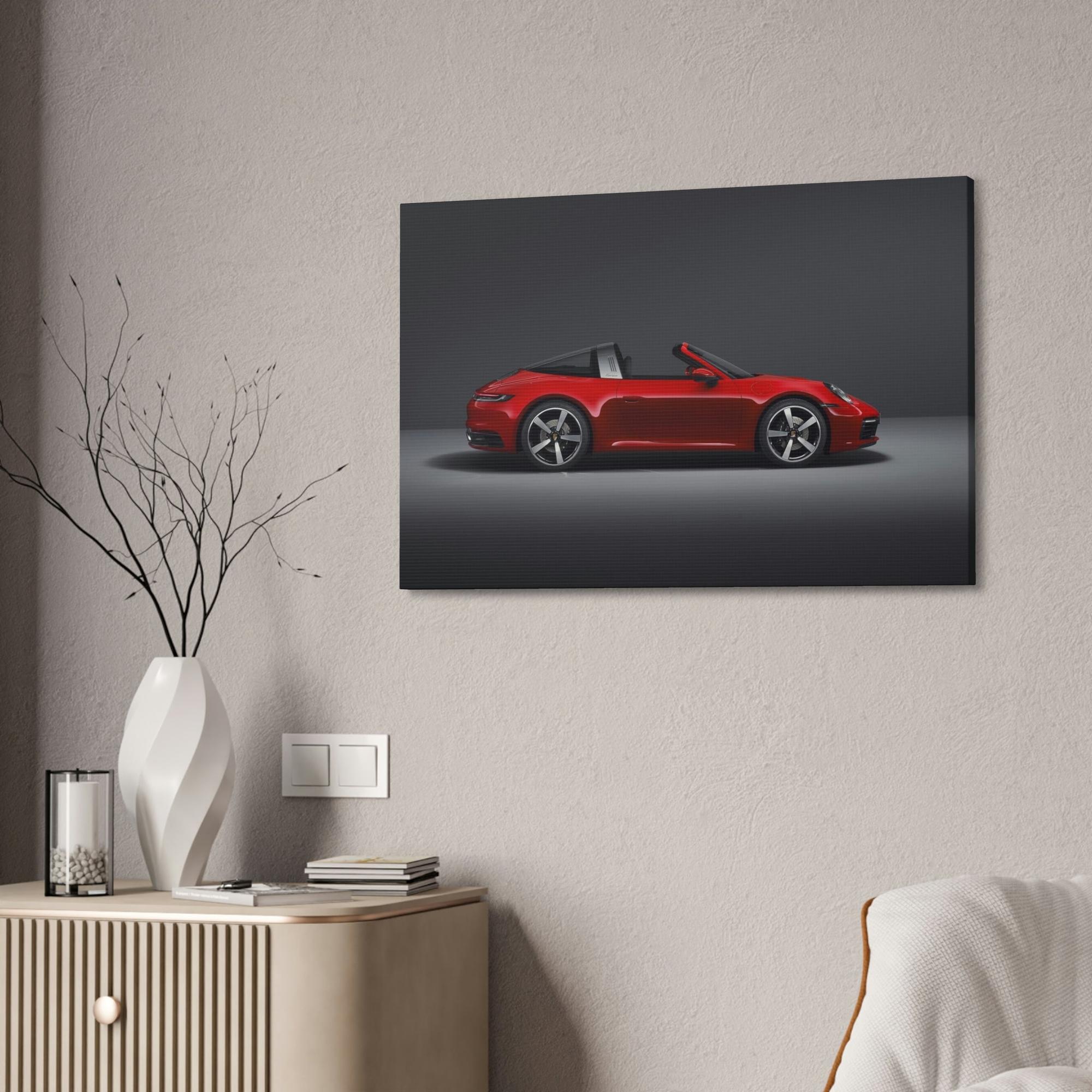 Porsche Ravishing Red: Canvas Wall Art Print of a Sleek and Stylish Red Porsche