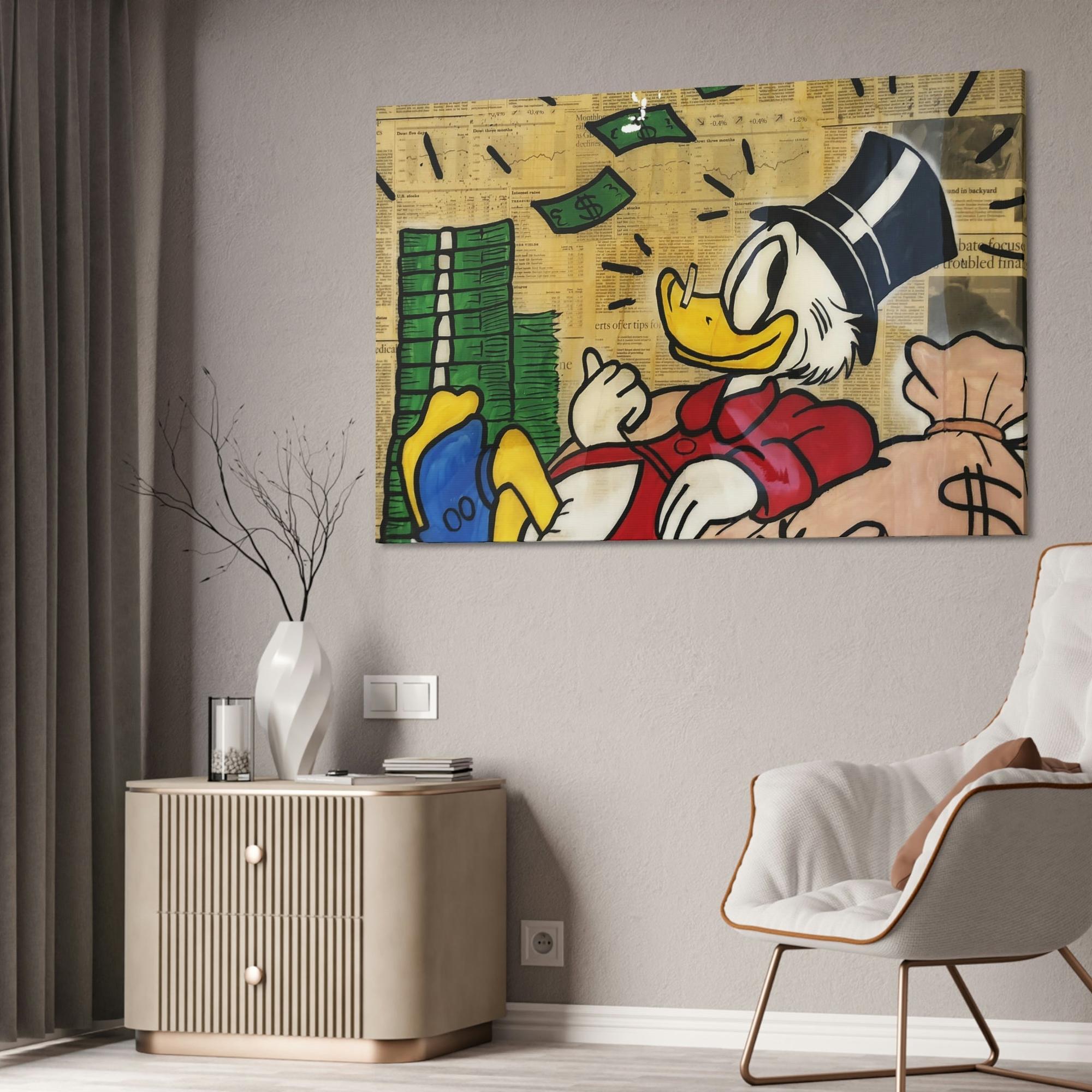 Monopoly & Motivation Alec Monopoly's Duck Tales: Disney's Duck as Street Art on Natural Canvas and Framed Poster