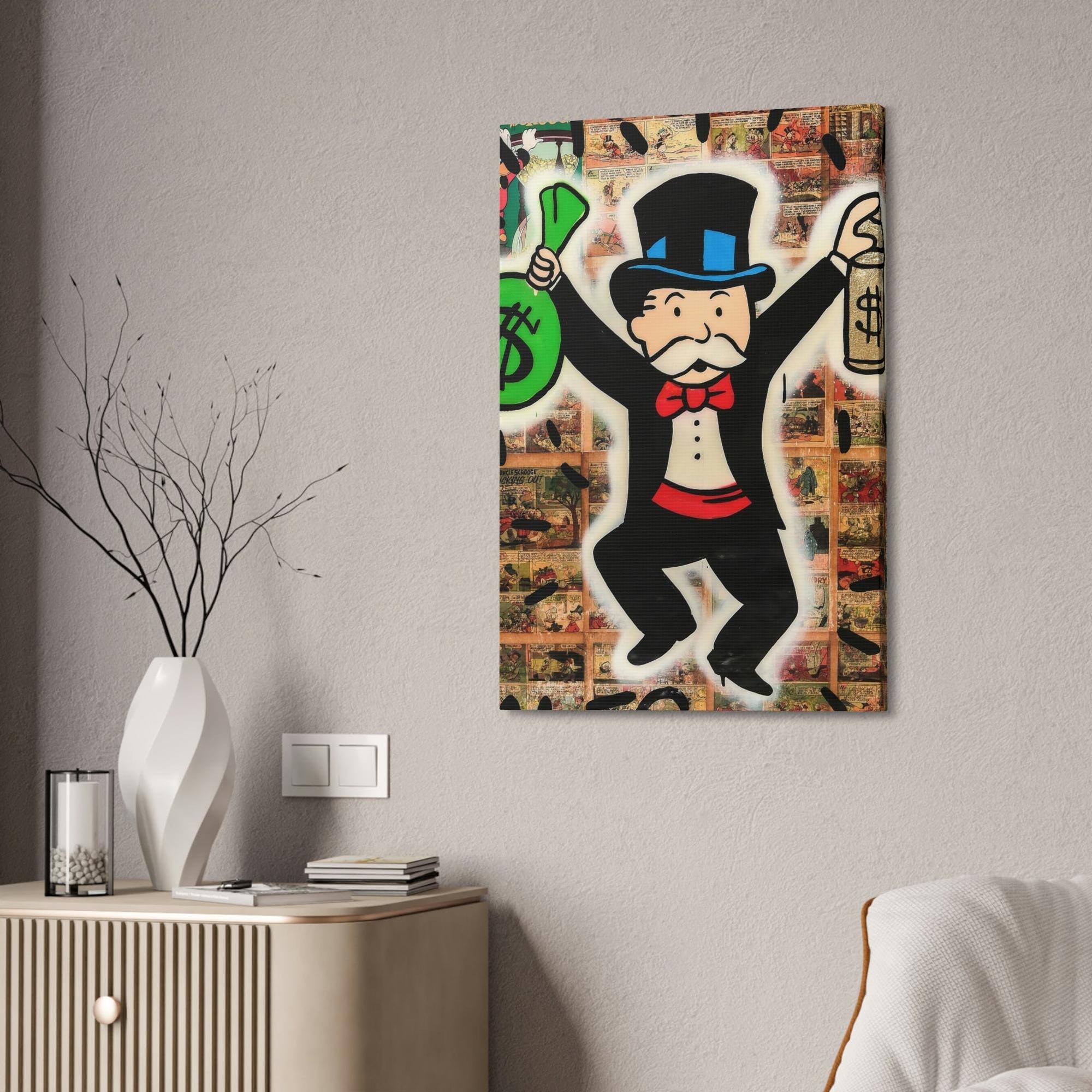 Monopoly & Motivation Money Talks: Framed Canvas and Poster Print of Alec Monopoly Art