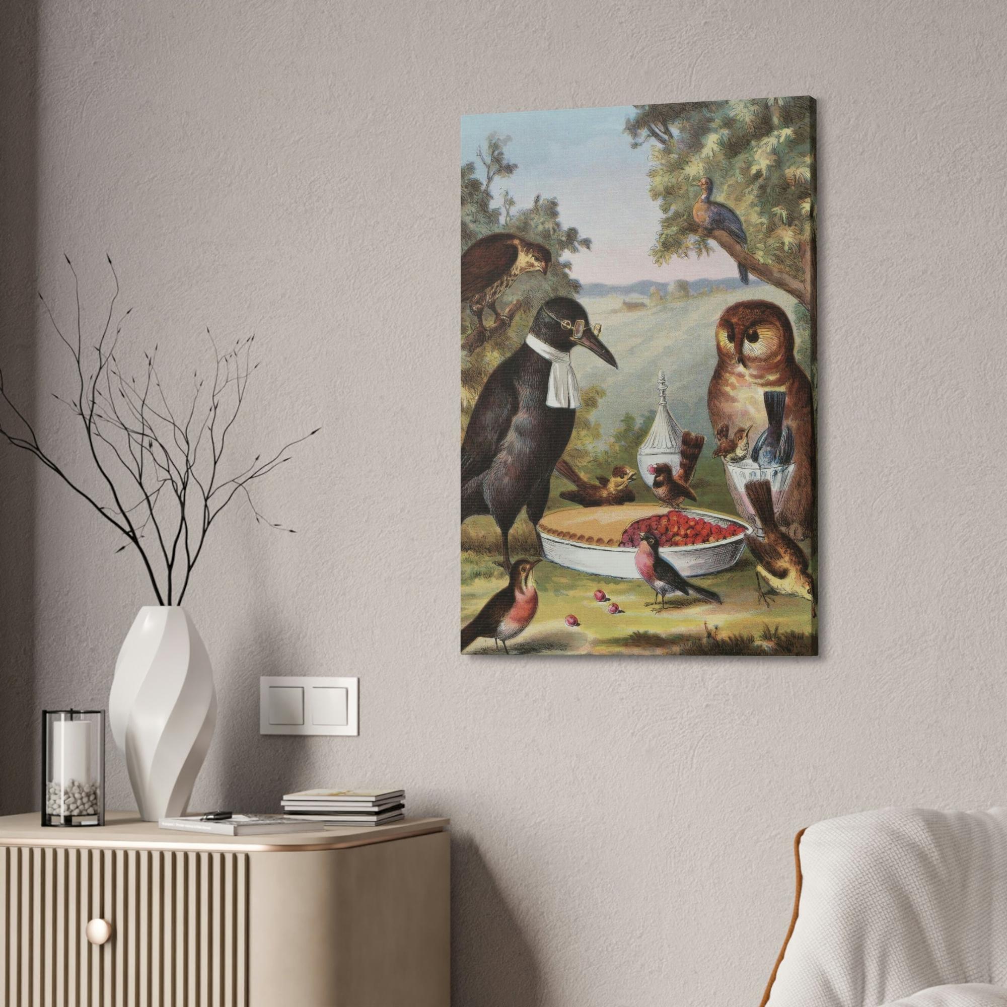 undefined Feathered Fantasy: Anthropologie Canvas Painting with Birds