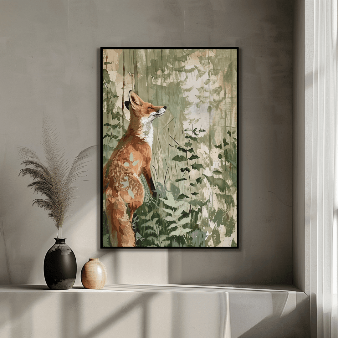 Fox Curious Fox – In Forest Light Canvas