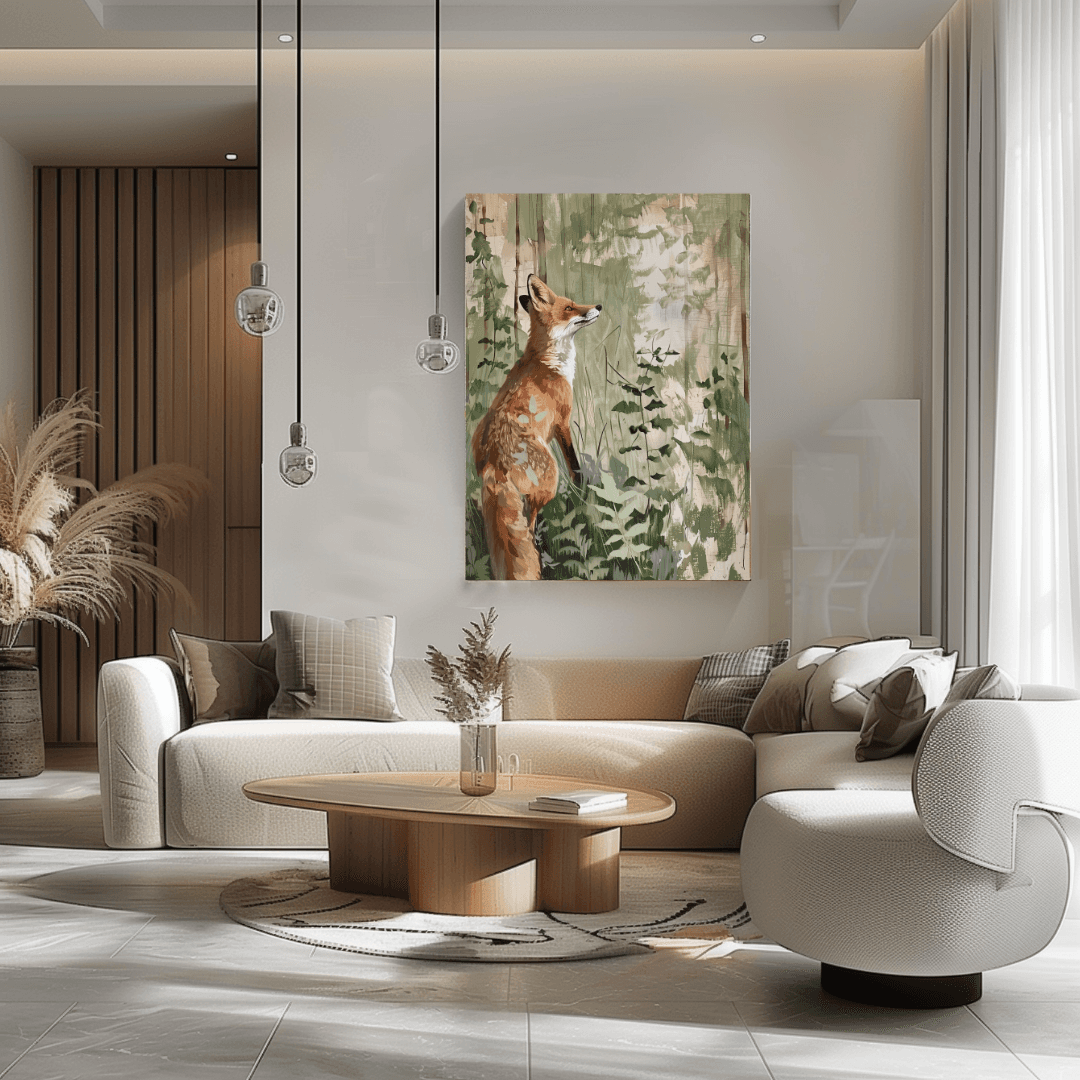 Fox Curious Fox – In Forest Light Canvas