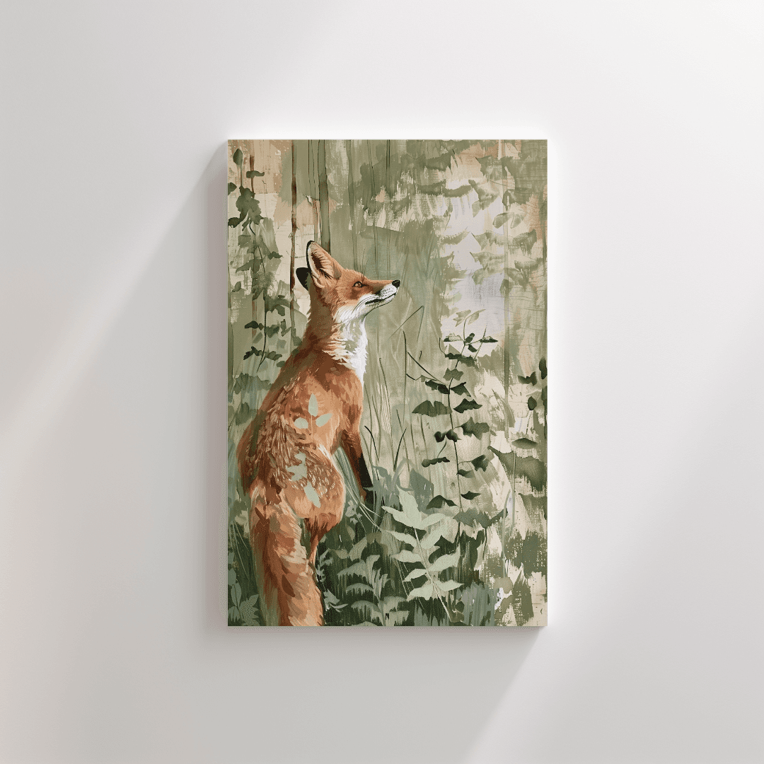 Fox Curious Fox – In Forest Light Canvas