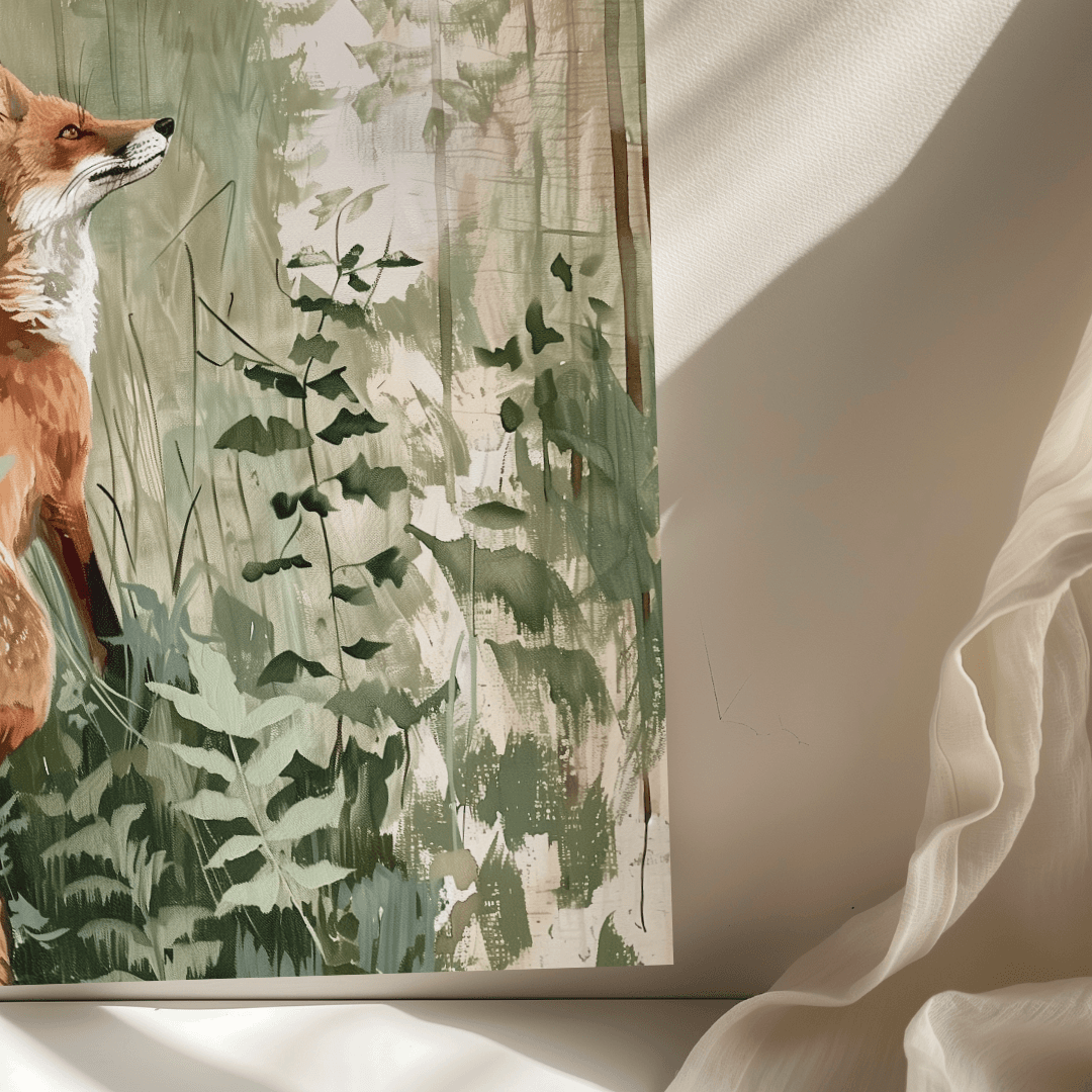 Fox Curious Fox – In Forest Light Canvas