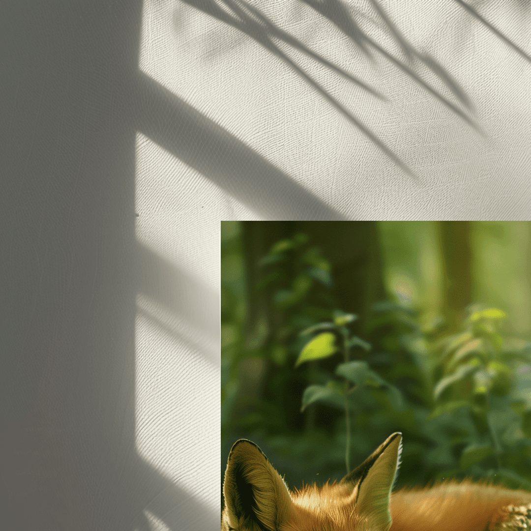 Fox Sleeping Fox in Sunlit Forest – Canvas Wall Art
