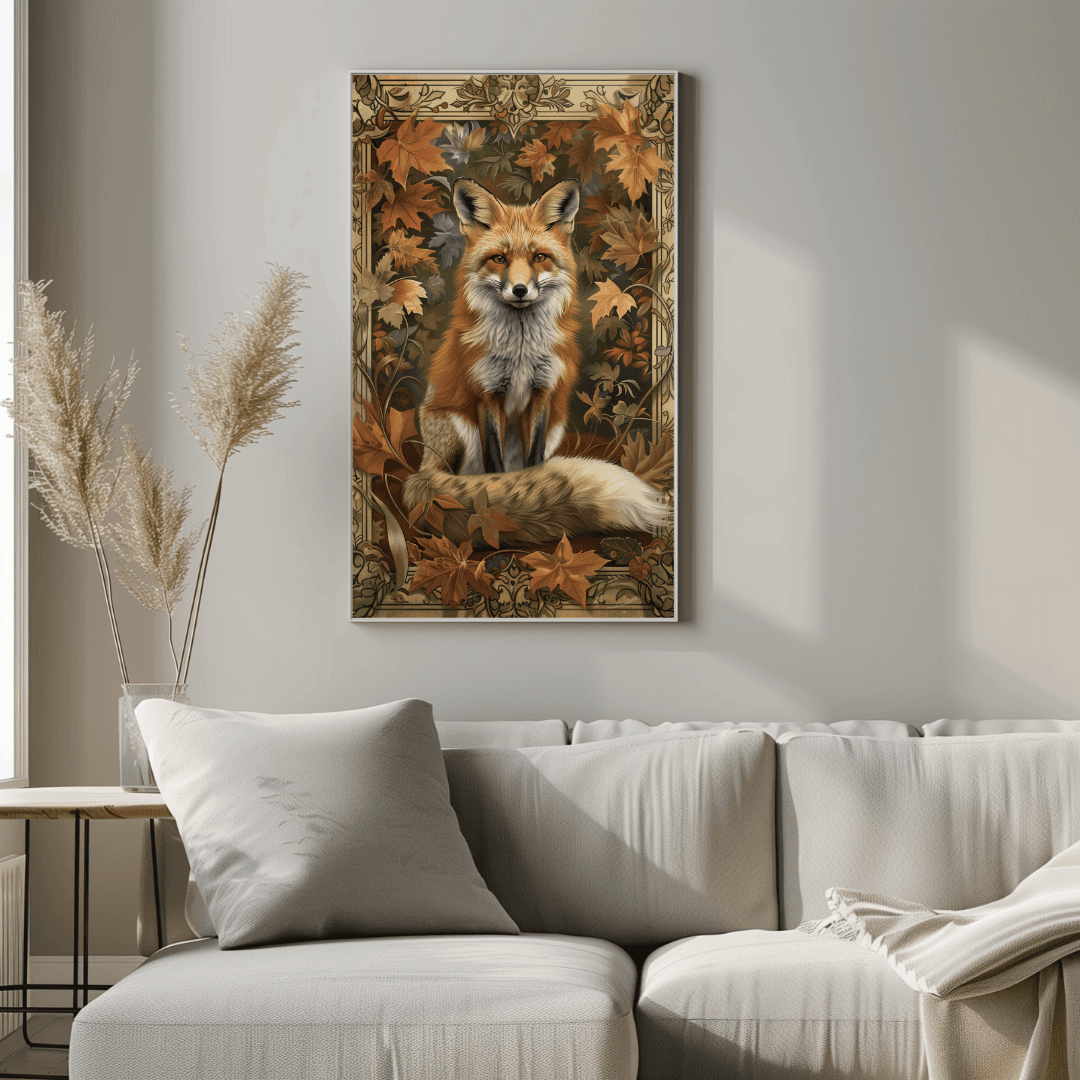Fox Autumn Fox – Art Nouveau Style Canvas