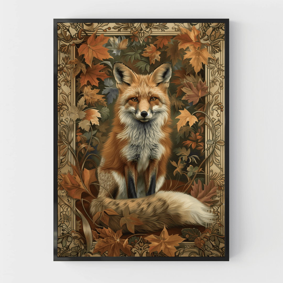 Fox Autumn Fox – Art Nouveau Style Canvas