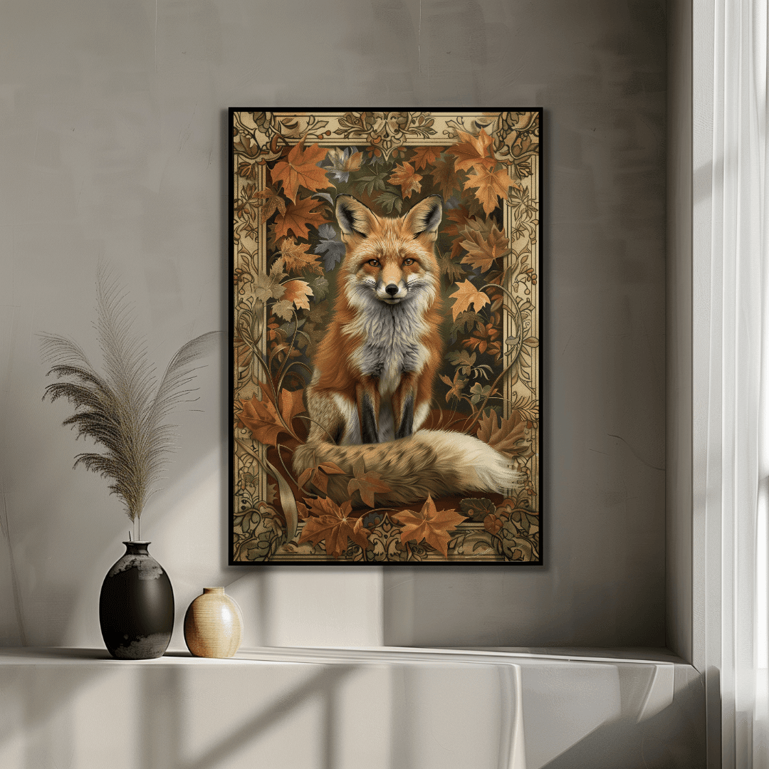 Fox Autumn Fox – Art Nouveau Style Canvas