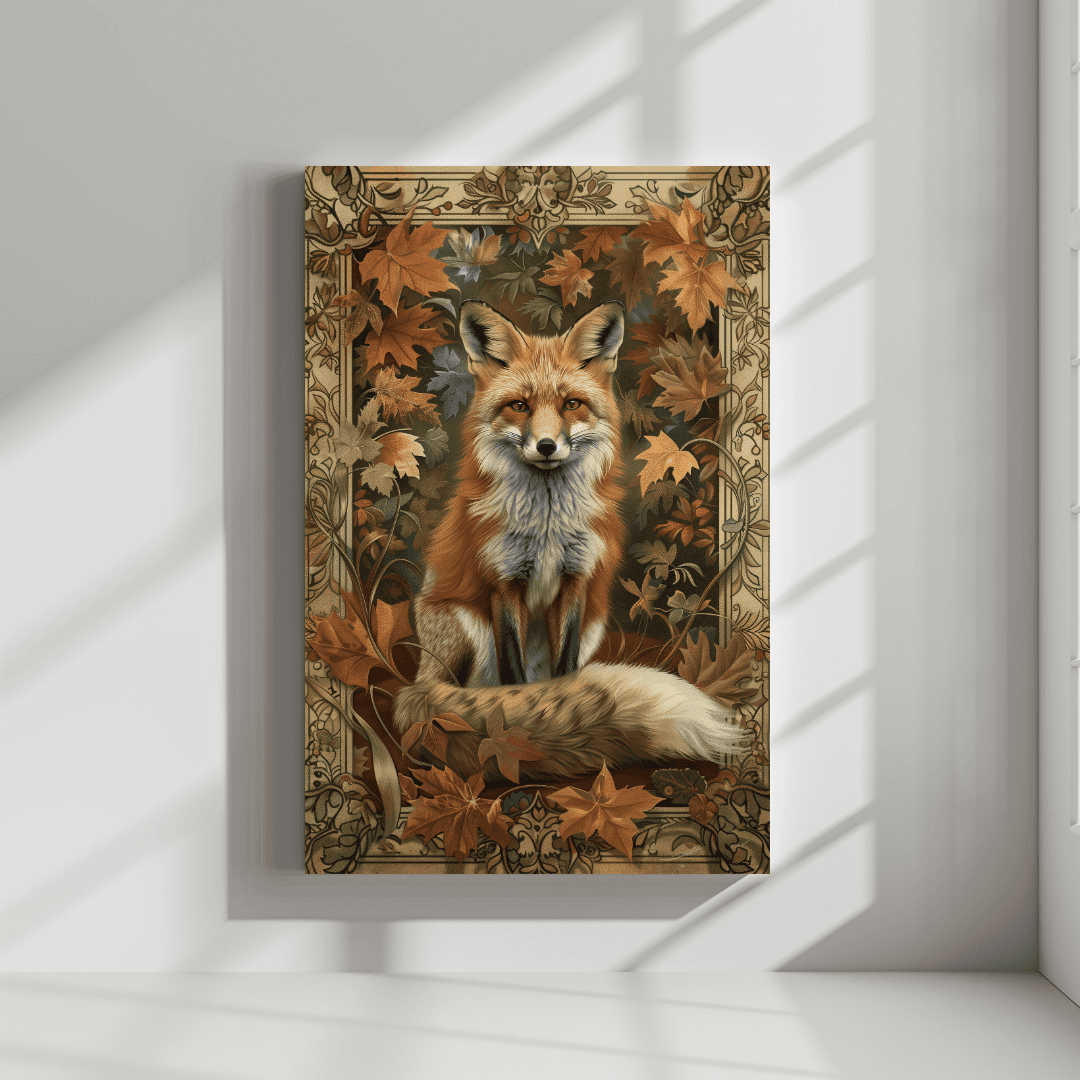 Fox Autumn Fox – Art Nouveau Style Canvas
