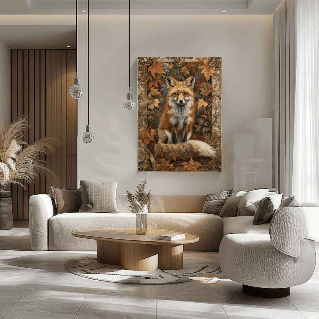 Fox Autumn Fox – Art Nouveau Style Canvas