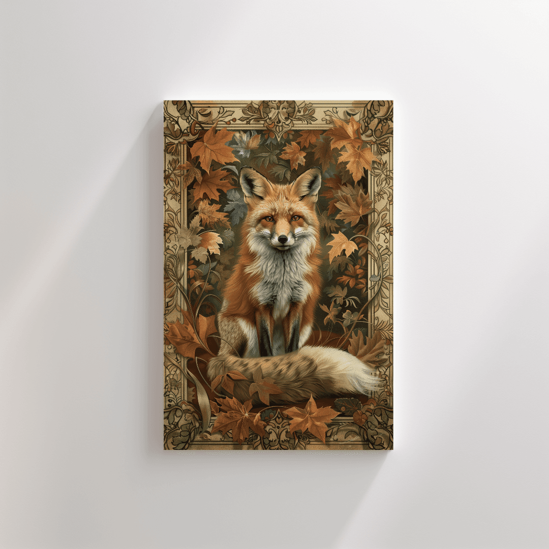 Fox Autumn Fox – Art Nouveau Style Canvas