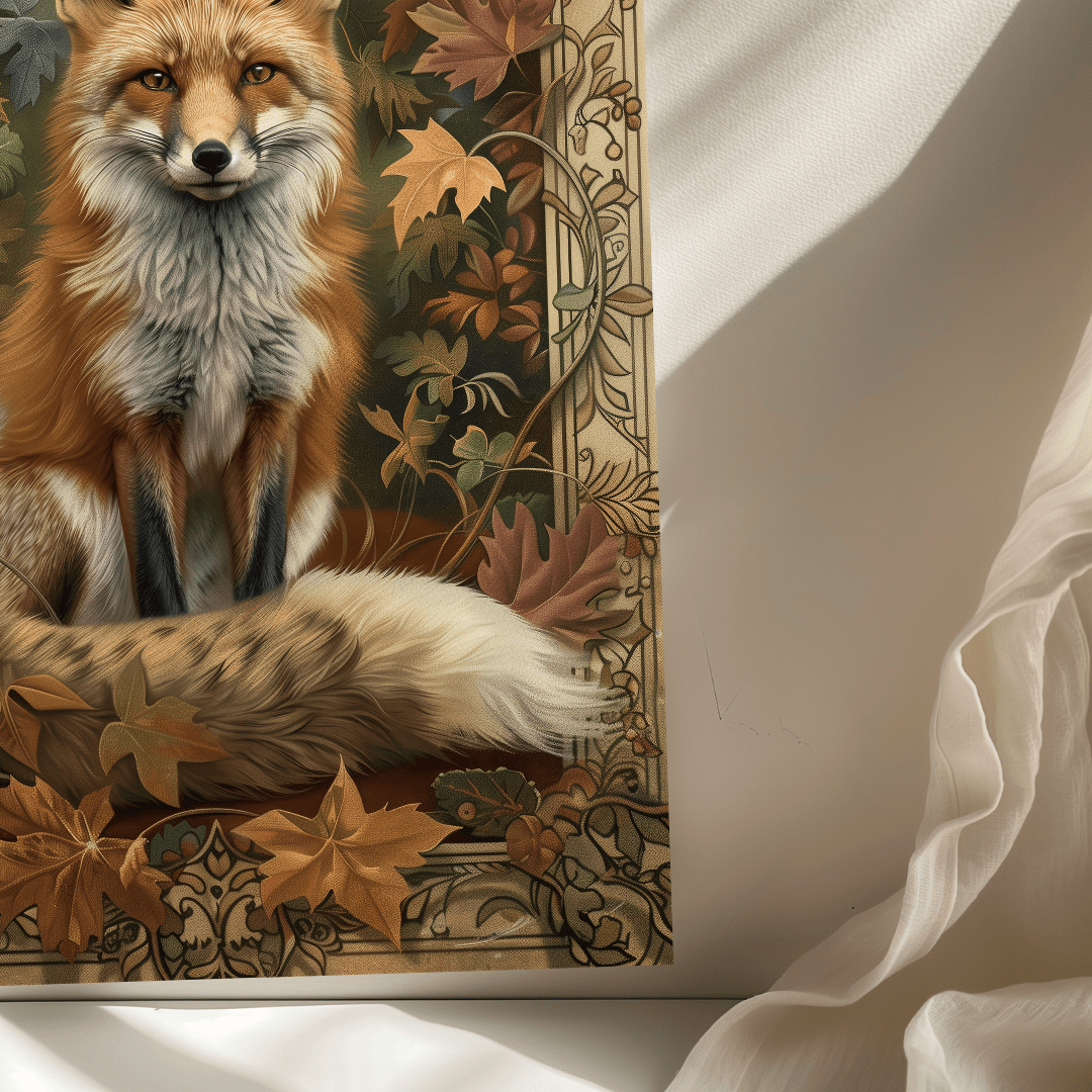 Fox Autumn Fox – Art Nouveau Style Canvas
