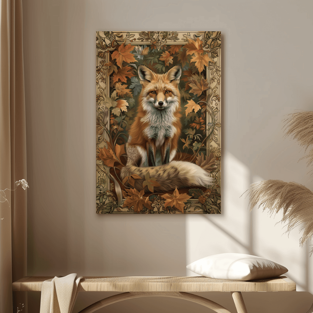 Fox Autumn Fox – Art Nouveau Style Canvas