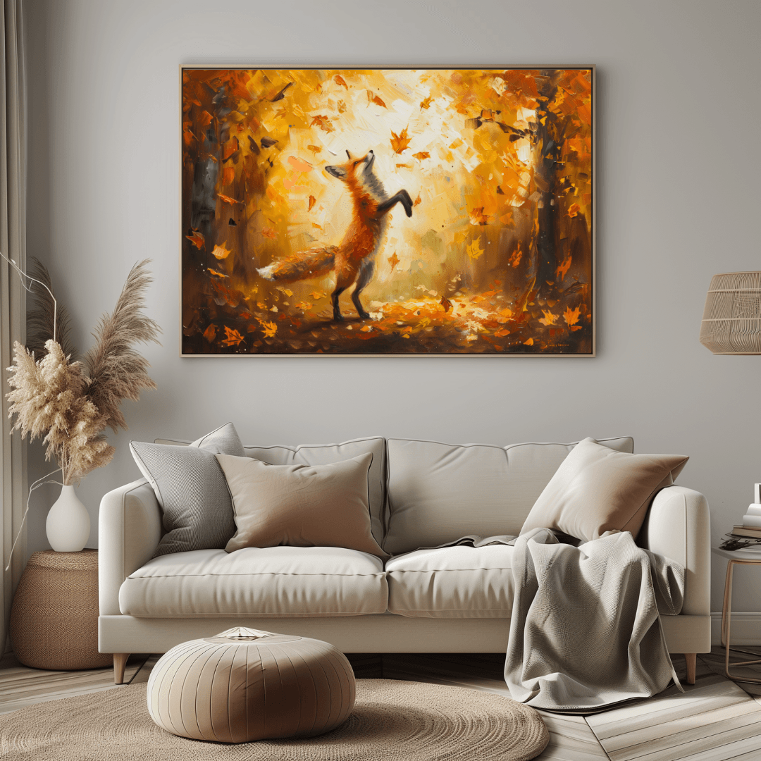 Fox Dancing Fox – Autumn Impressionist Canvas