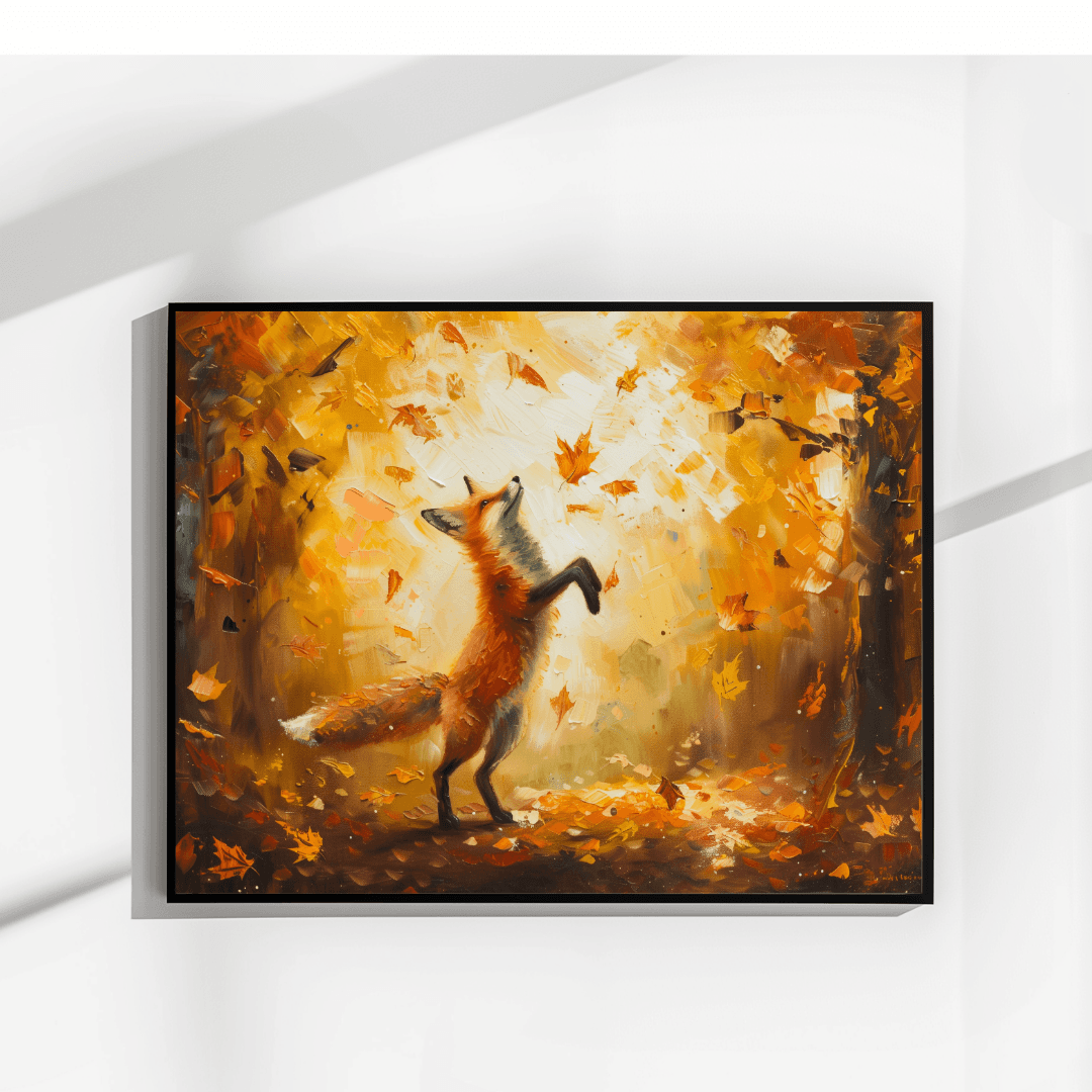 Fox Dancing Fox – Autumn Impressionist Canvas