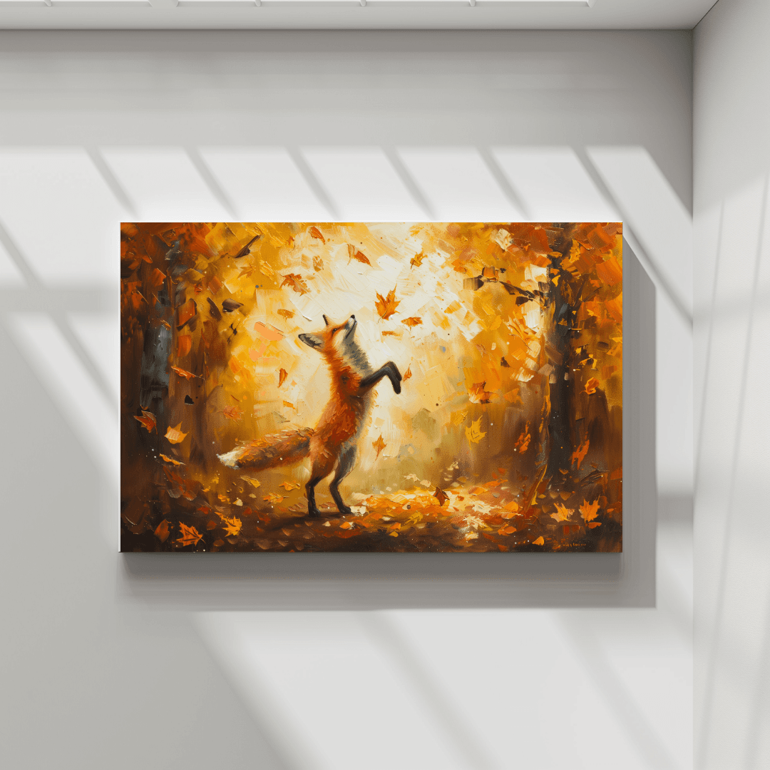 Fox Dancing Fox – Autumn Impressionist Canvas
