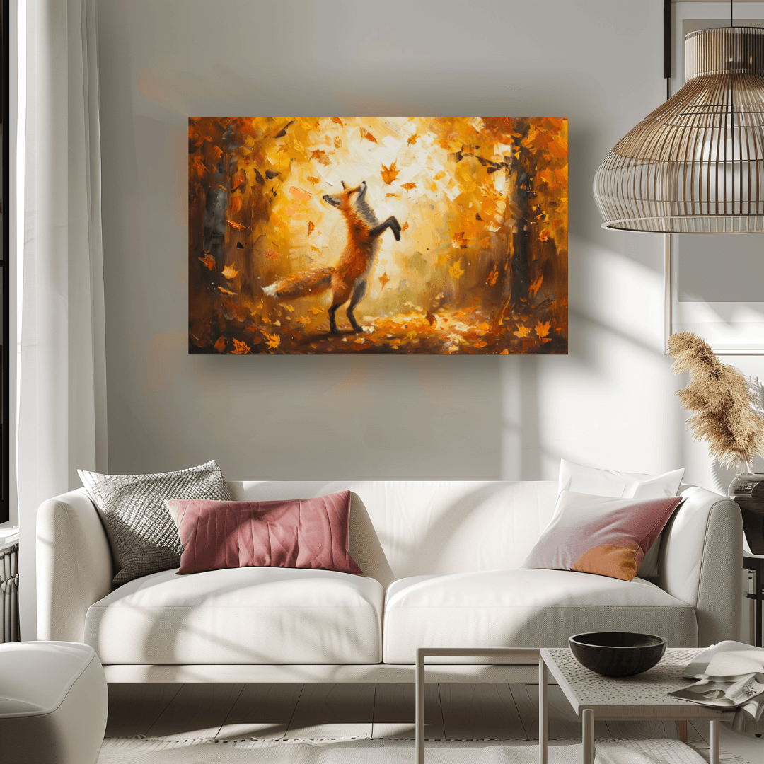 Fox Dancing Fox – Autumn Impressionist Canvas