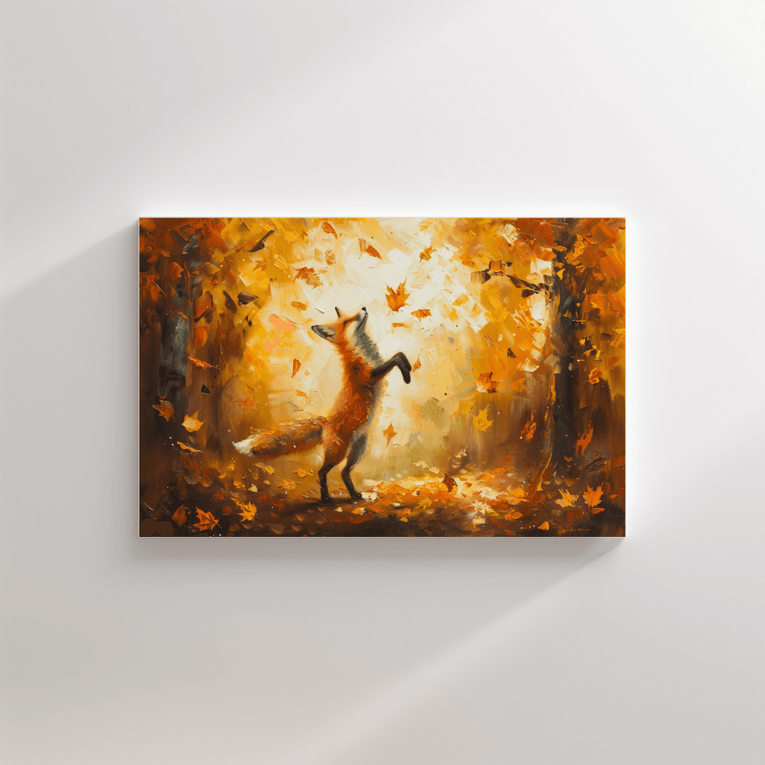 Fox Dancing Fox – Autumn Impressionist Canvas