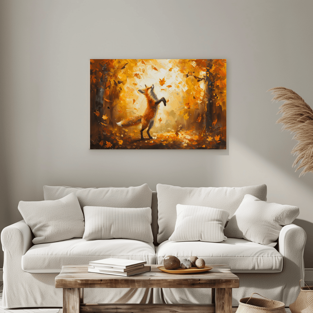 Fox Dancing Fox – Autumn Impressionist Canvas