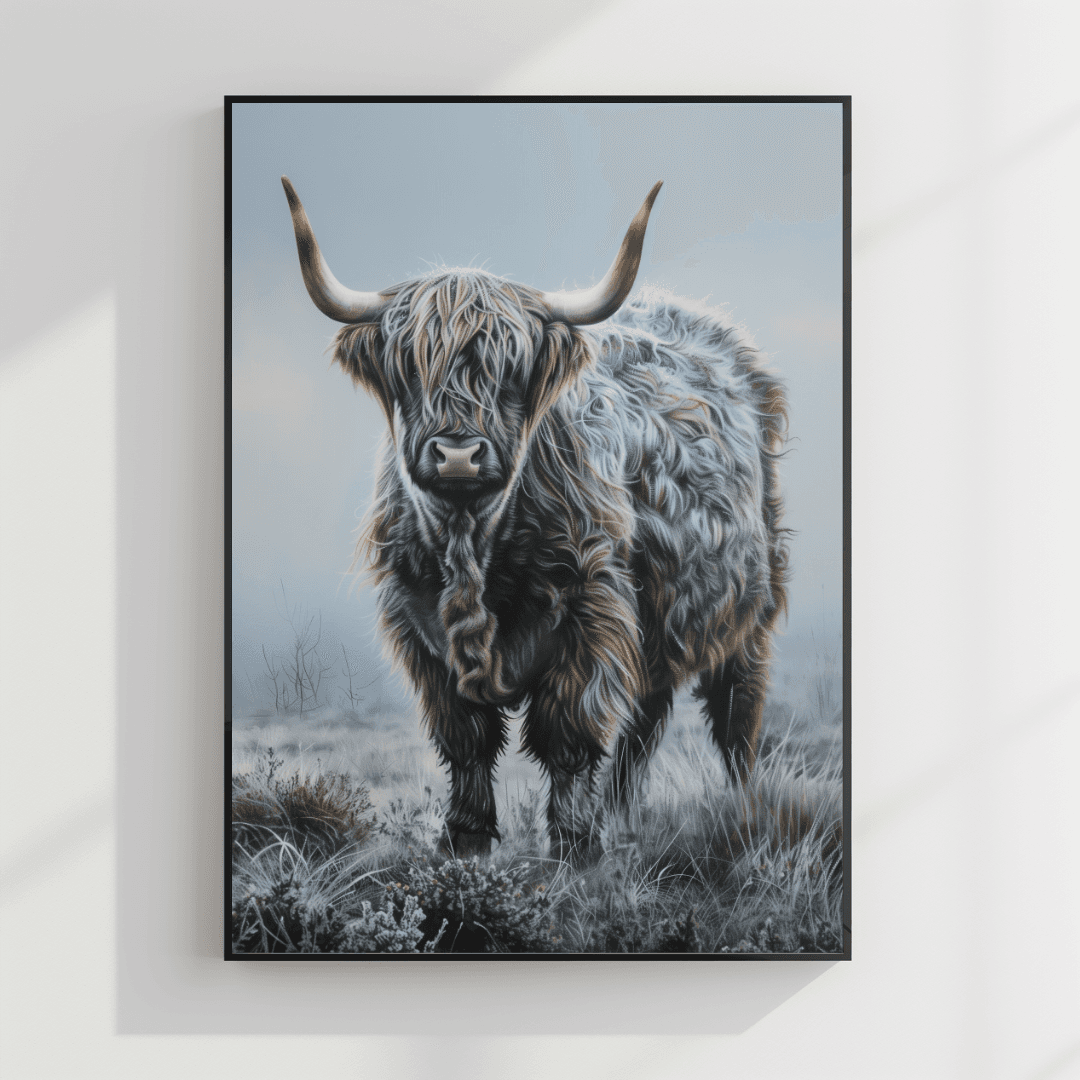 undefined Lone Highland Cow – Frosty Morning Canvas