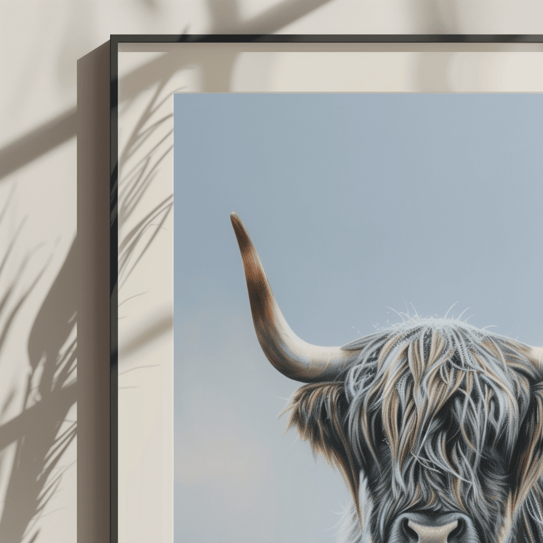 Highland Cow Lone Highland Cow – Frosty Morning Canvas