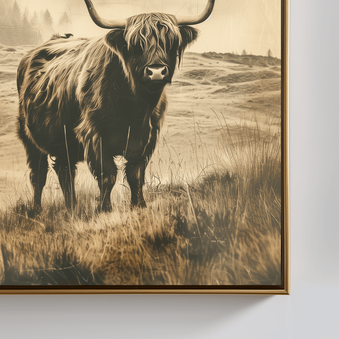 Highland Cow Vintage Highland Cow – Mountain Canvas