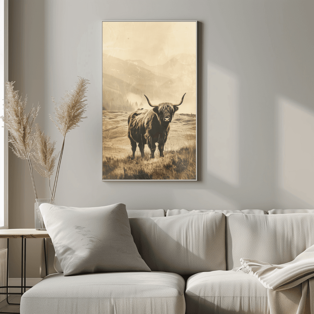 Highland Cow Vintage Highland Cow – Mountain Canvas