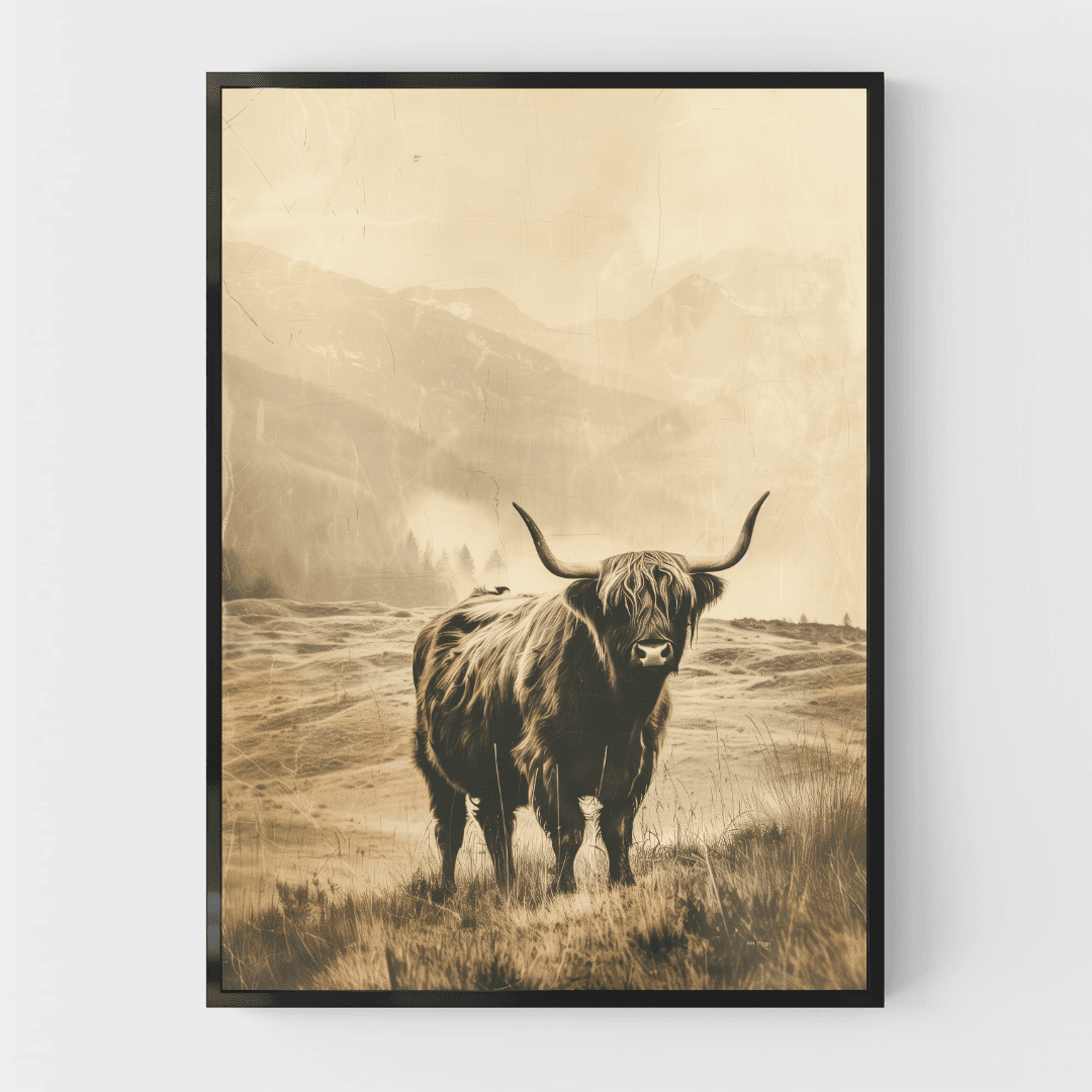 Highland Cow Vintage Highland Cow – Mountain Canvas