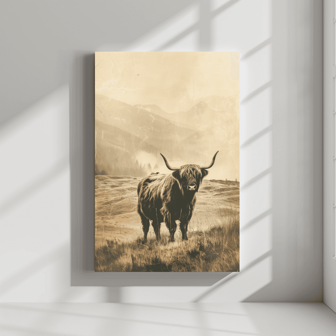 Highland Cow Vintage Highland Cow – Mountain Canvas