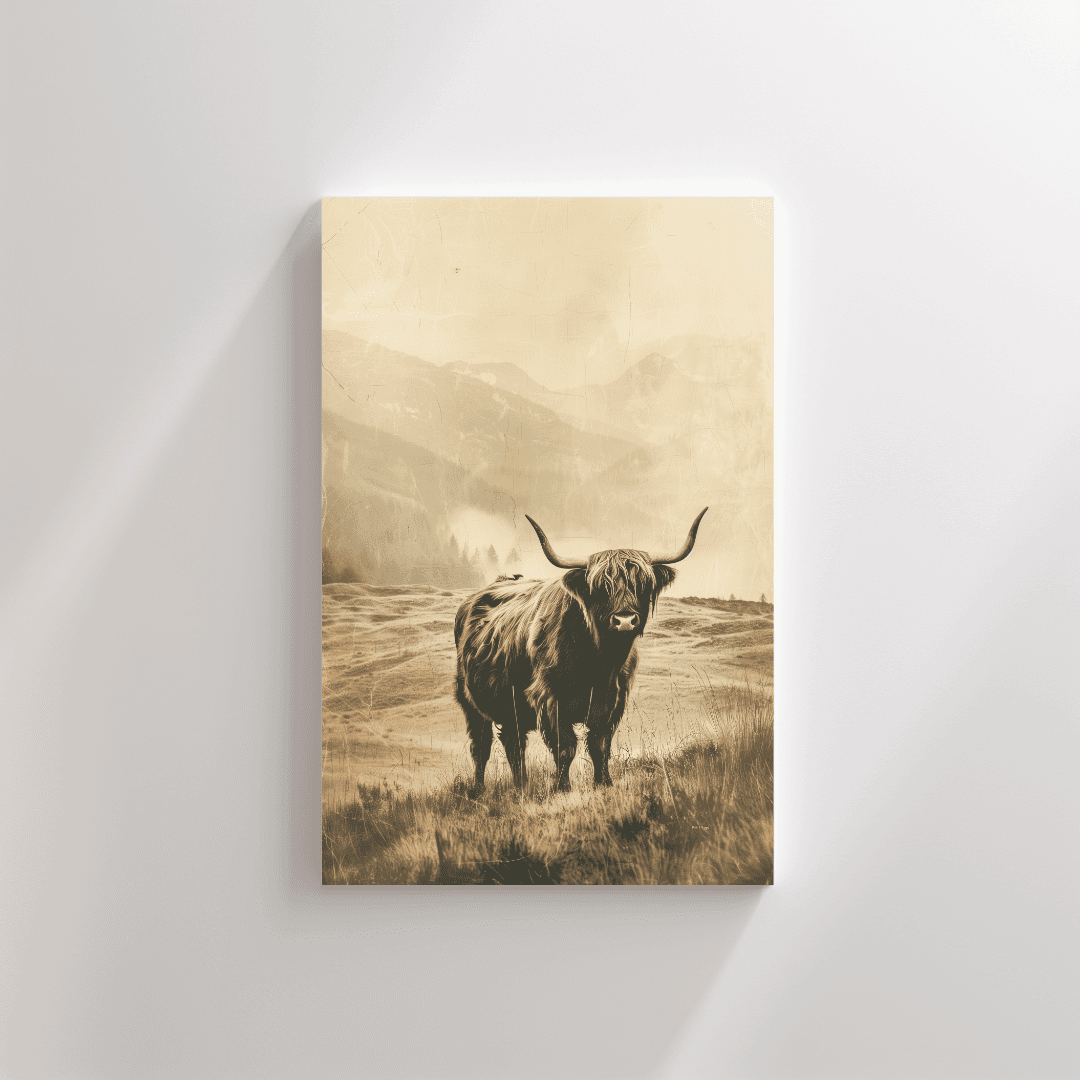 Highland Cow Vintage Highland Cow – Mountain Canvas