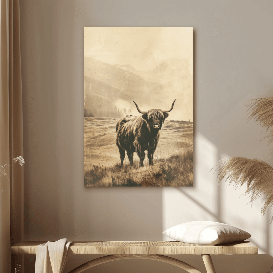 Highland Cow Vintage Highland Cow – Mountain Canvas